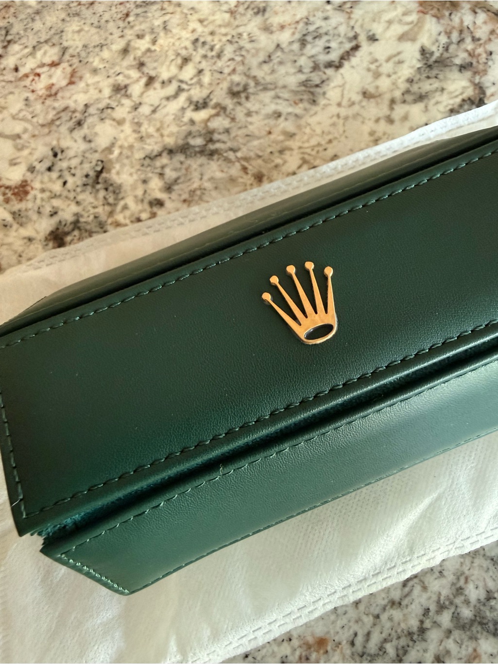 Rolex Dark Green Leather Watch Roll With Gold Crown Emblem